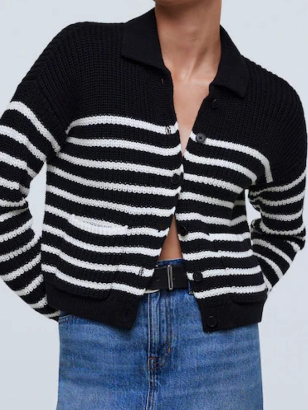 Madewell Ribbed Polo Cardigan Sweater Size M
